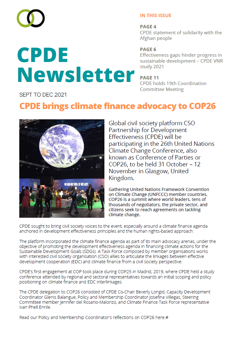 CPDE Newsletter September-Dec 2021 Cover